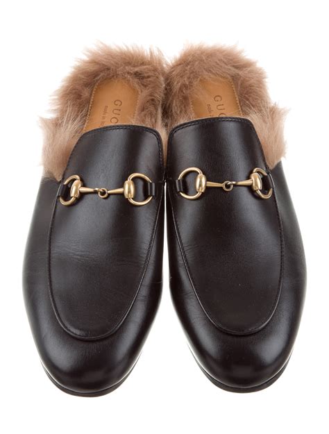 gucci princetown fur-lined backless velvet loafers|gucci princetown slippers black.